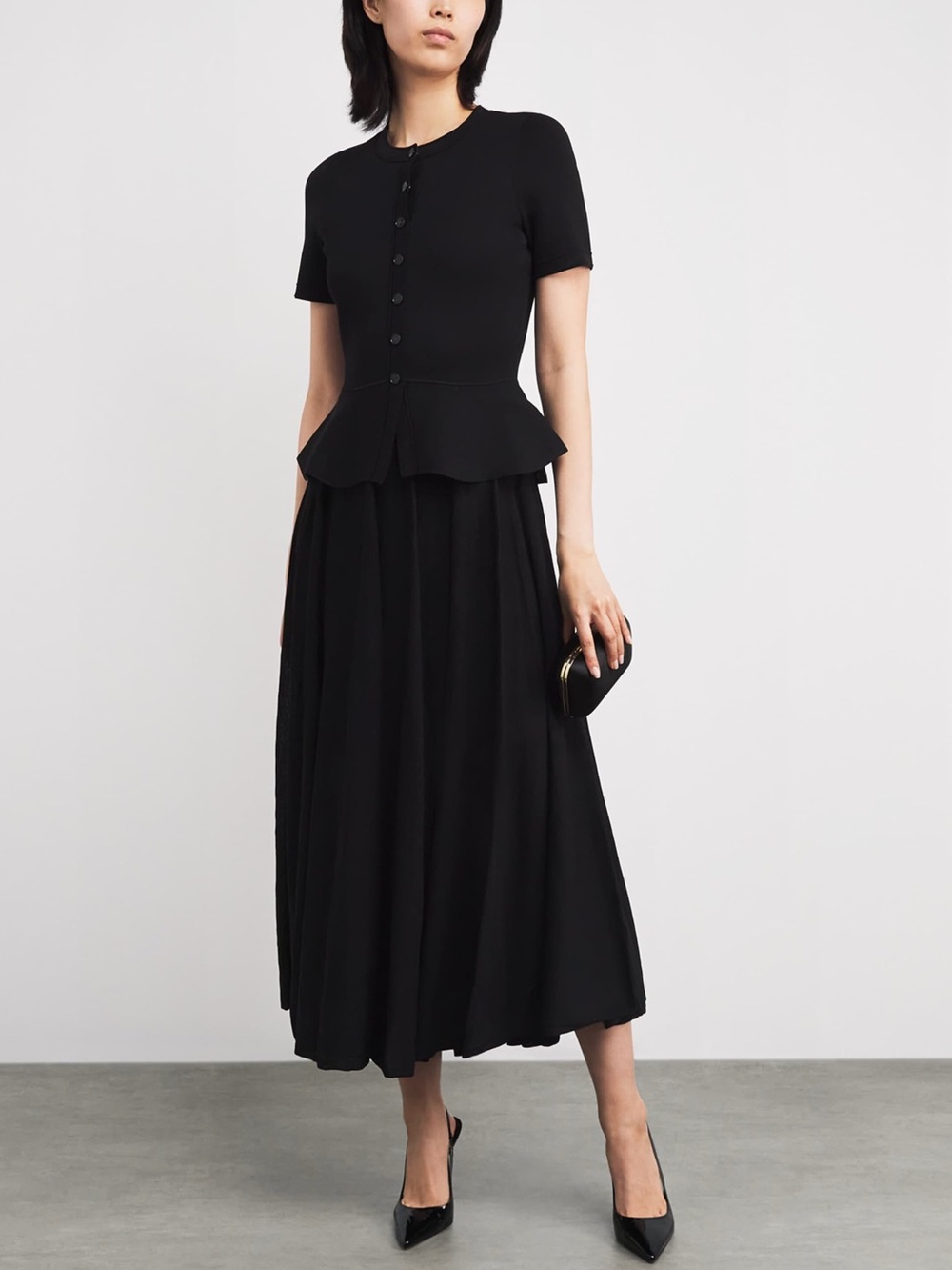 Sandro Judith Peplum Maxi Dress Black Size 8 / FR 40 - Picture 2 of 14